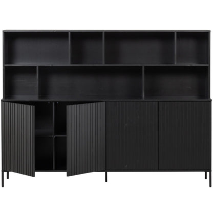 Woood New Gravure Wandkast Grenen Zwart [Fsc] - KwaliteitWonen.nl