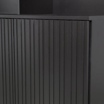 Woood New Gravure Wandkast Grenen Zwart [Fsc] - KwaliteitWonen.nl