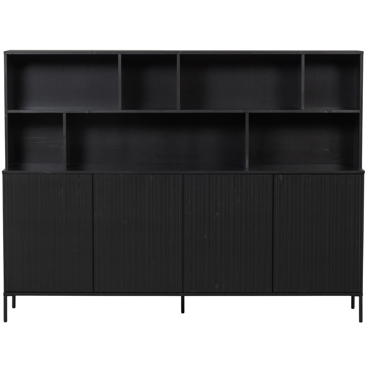 Woood New Gravure Wandkast Grenen Zwart [Fsc] - KwaliteitWonen.nl