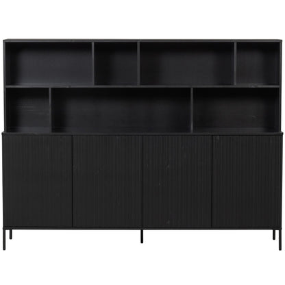 Woood New Gravure Wandkast Grenen Zwart [Fsc] - KwaliteitWonen.nl