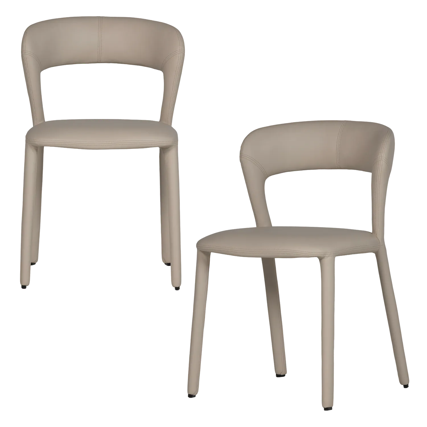 Woood Noble Eetkamerstoel Leerlook Beige - KwaliteitWonen.nl