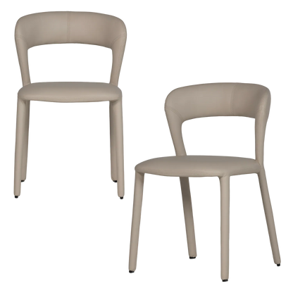 Woood Noble Eetkamerstoel Leerlook Beige - KwaliteitWonen.nl