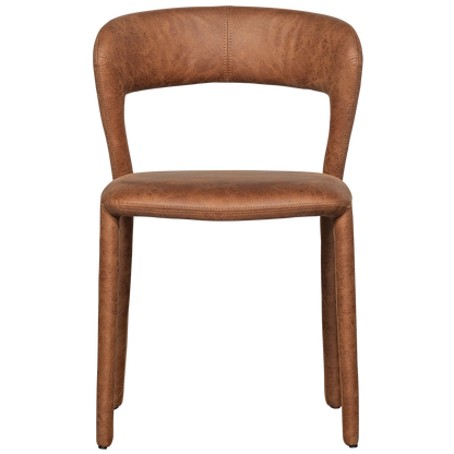 Woood Noble Eetkamerstoel Leerlook Cognac-Kwaliteitwonen.nl