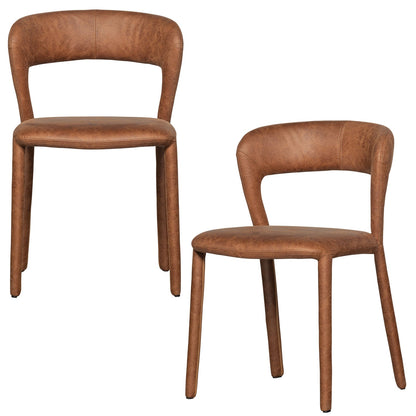 Woood Noble Eetkamerstoel Leerlook Cognac - KwaliteitWonen.nl