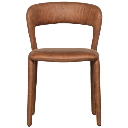 Woood Noble Eetkamerstoel Leerlook Cognac - KwaliteitWonen.nl