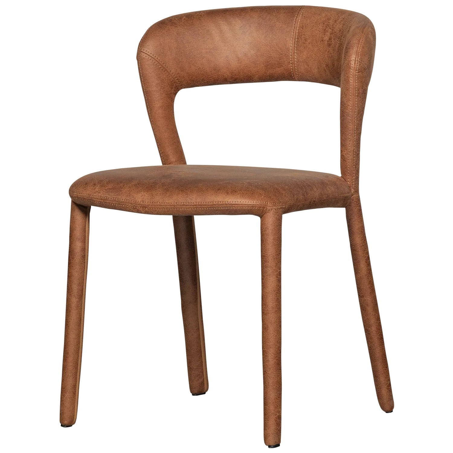 Woood Noble Eetkamerstoel Leerlook Cognac - KwaliteitWonen.nl