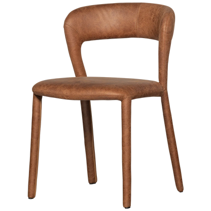 Woood Noble Eetkamerstoel Leerlook Cognac - KwaliteitWonen.nl