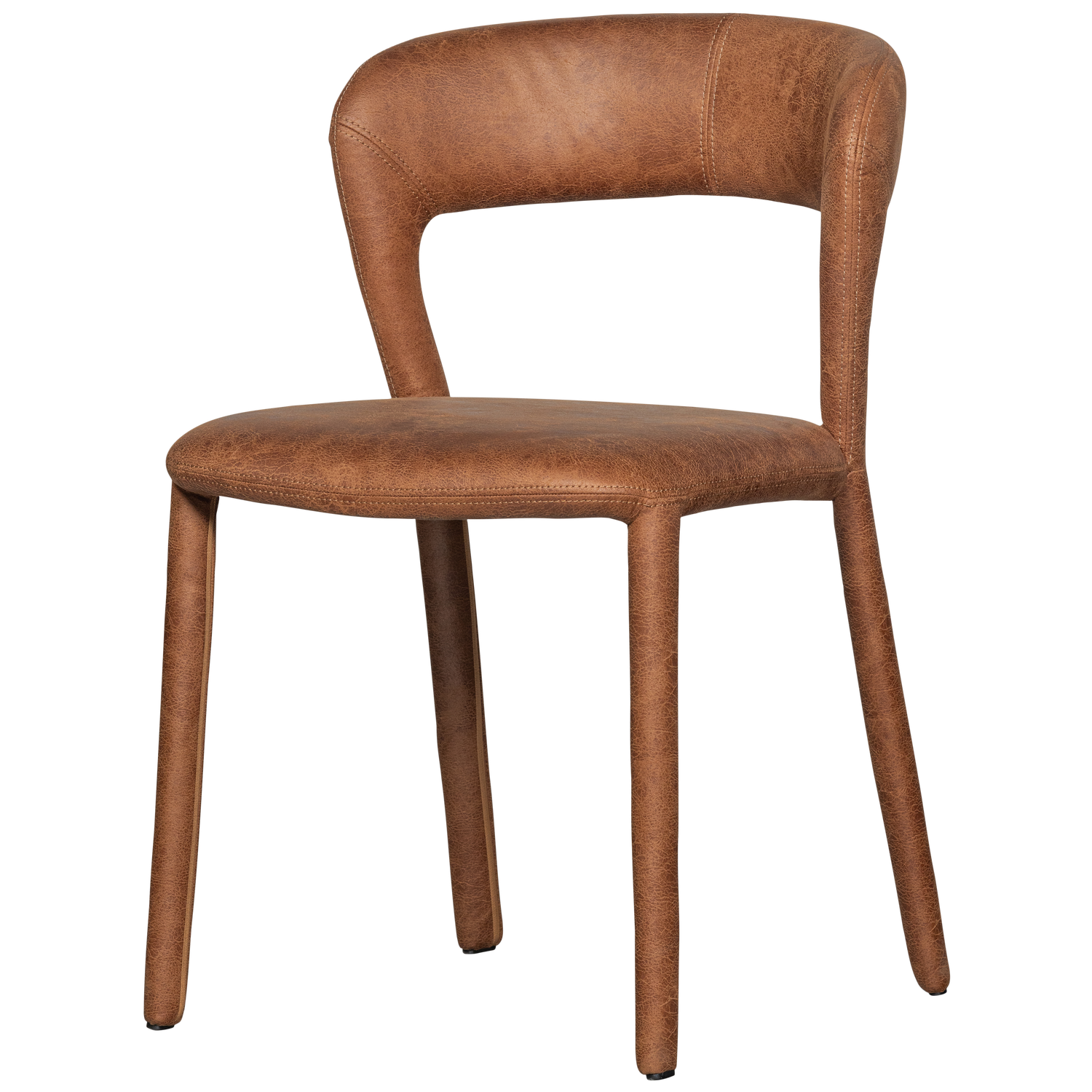 Woood Noble Eetkamerstoel Leerlook Cognac-Kwaliteitwonen.nl