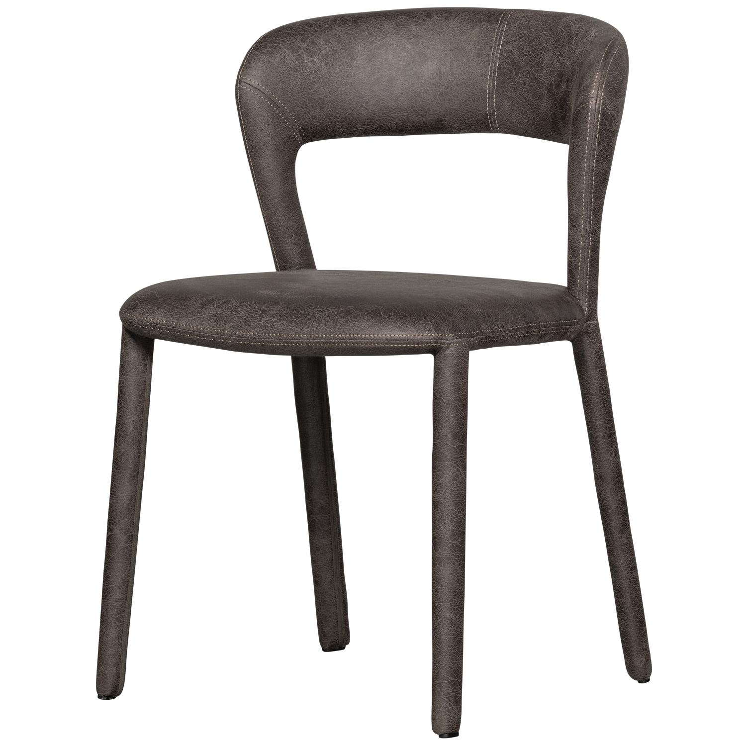 Woood Noble Eetkamerstoel Leerlook Zwart/Grijs-Kwaliteitwonen.nl