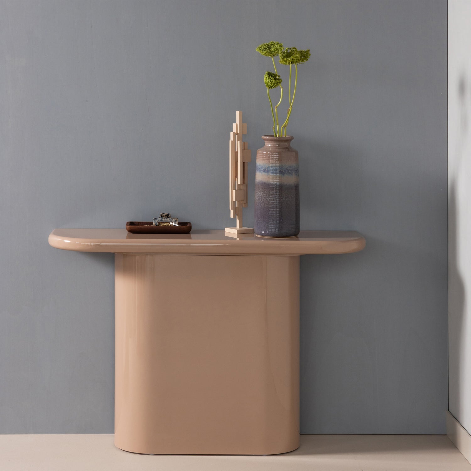 Woood Nocta Sidetable Hout Hoogglans Lichtroze [Fsc] - KwaliteitWonen.nl