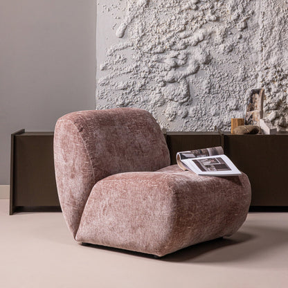 Woood Nomu Fauteuil Craquele Velvet Lichtroze [Fsc] - KwaliteitWonen.nl