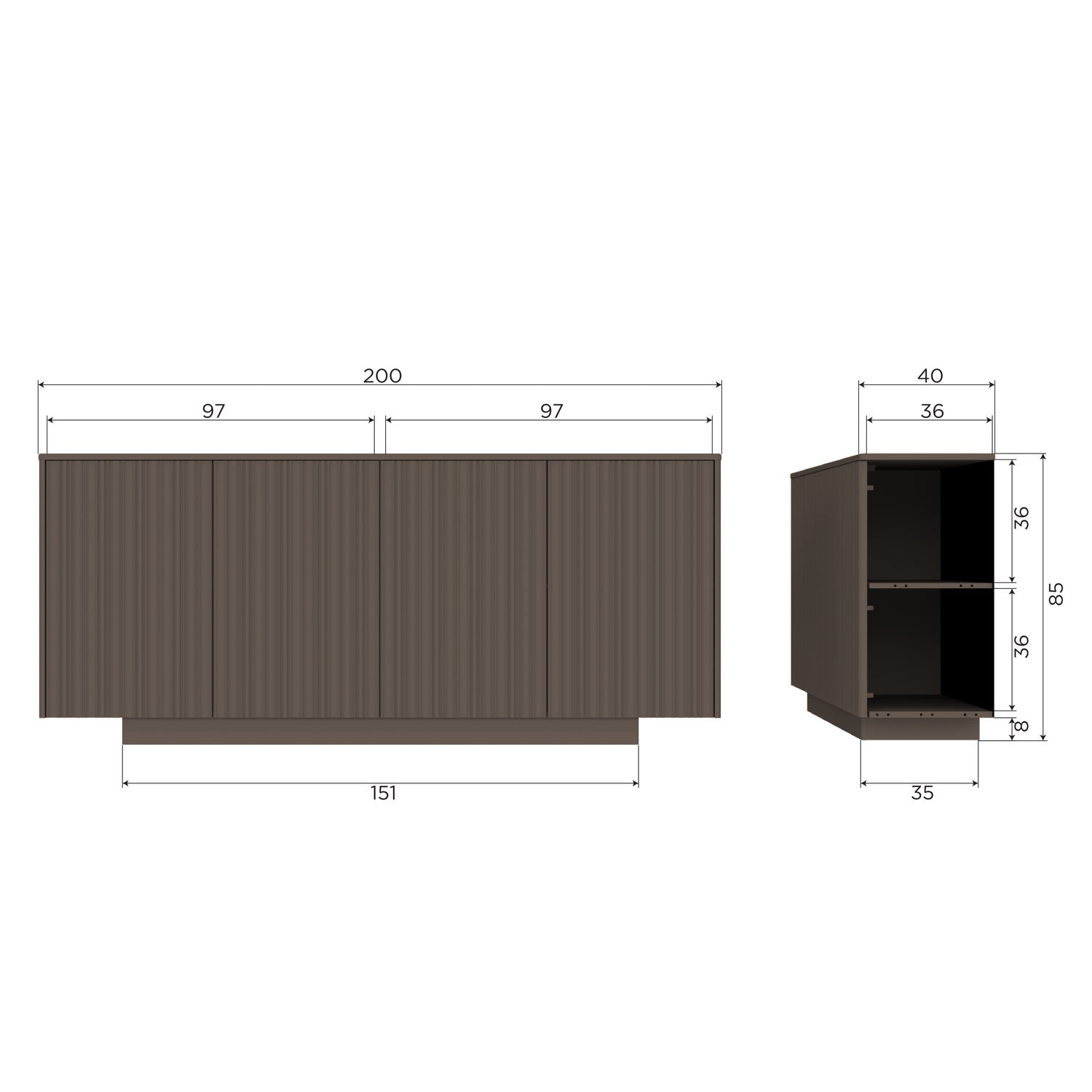 Woood Nova Dressoir 200 Cm Grenen Truffel Bruin [Fsc] - KwaliteitWonen.nl