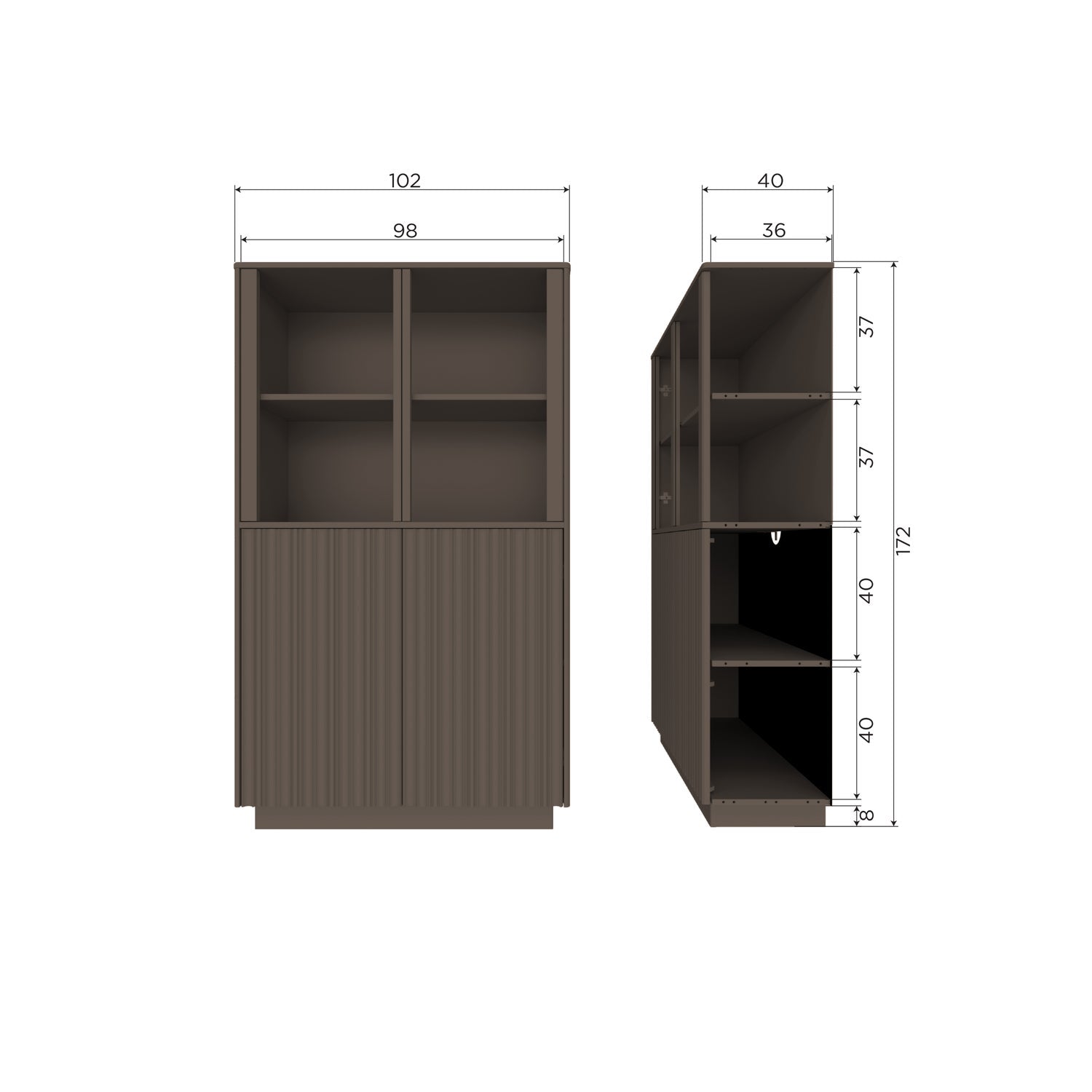 Woood Nova Lage Vitrinekast Grenen Truffel Bruin [Fsc] - KwaliteitWonen.nl