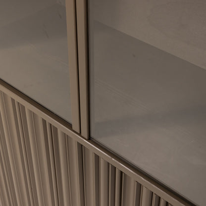 Woood Nova Lage Vitrinekast Grenen Truffel Bruin [Fsc] - KwaliteitWonen.nl