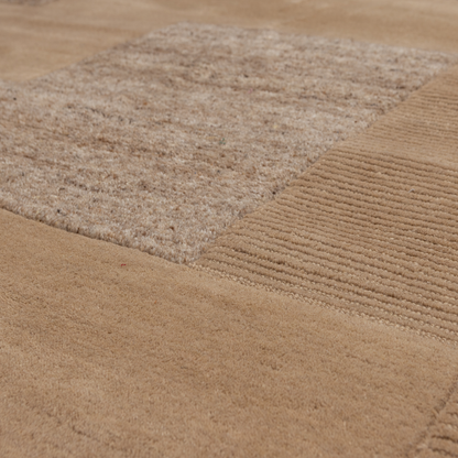 Woood Noven Handgeweven Vloerkleed Wol/Katoen Zand 170x240cm-Kwaliteitwonen.nl