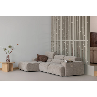 Woood Novi Chaise Longue Bank Links Naturel Melange - KwaliteitWonen.nl