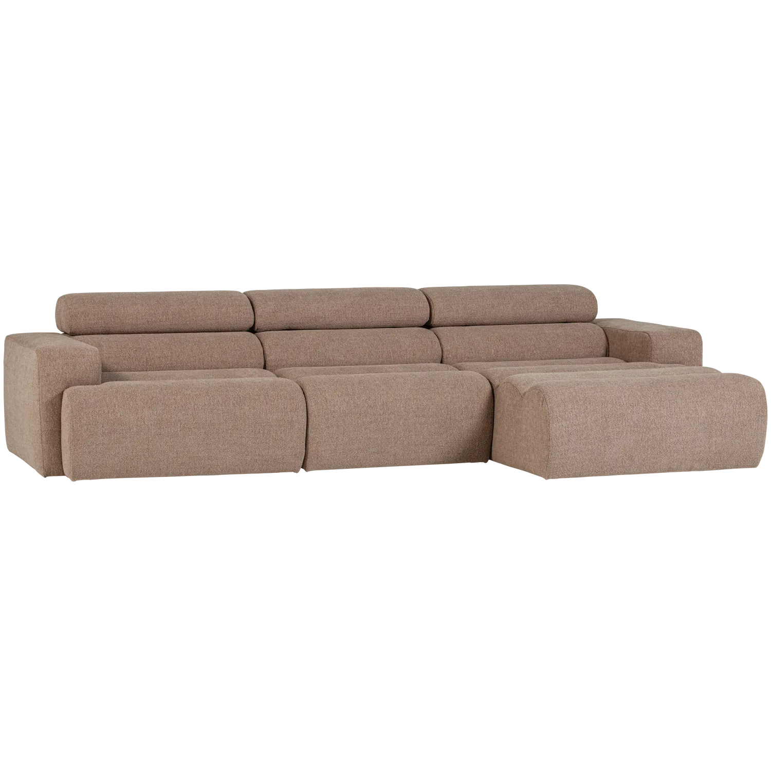 Woood Novi Chaise Longue Bank Rechts Boucle Taupe - KwaliteitWonen.nl