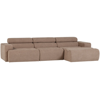 Woood Novi Chaise Longue Bank Rechts Boucle Taupe - KwaliteitWonen.nl