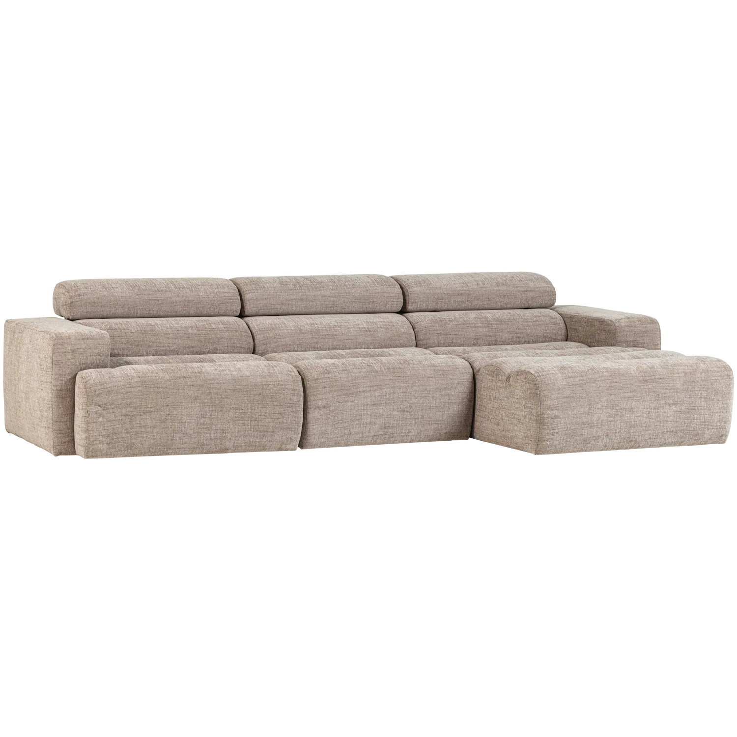 Woood Novi Chaise Longue Bank Rechts Naturel Melange - KwaliteitWonen.nl
