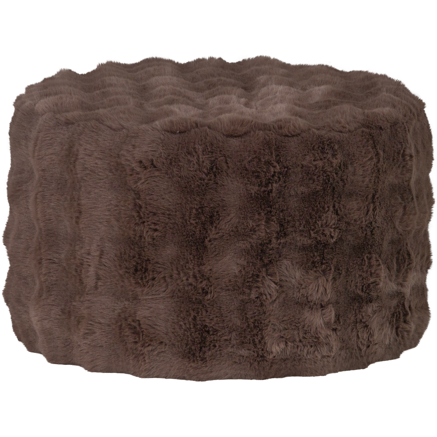 Woood Olven Poef Laag Fluffy Stof Bruin - KwaliteitWonen.nl
