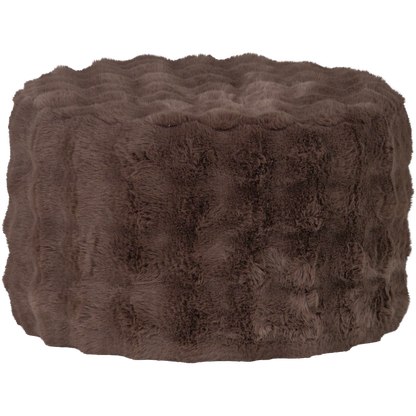 Woood Olven Poef Laag Fluffy Stof Bruin - KwaliteitWonen.nl