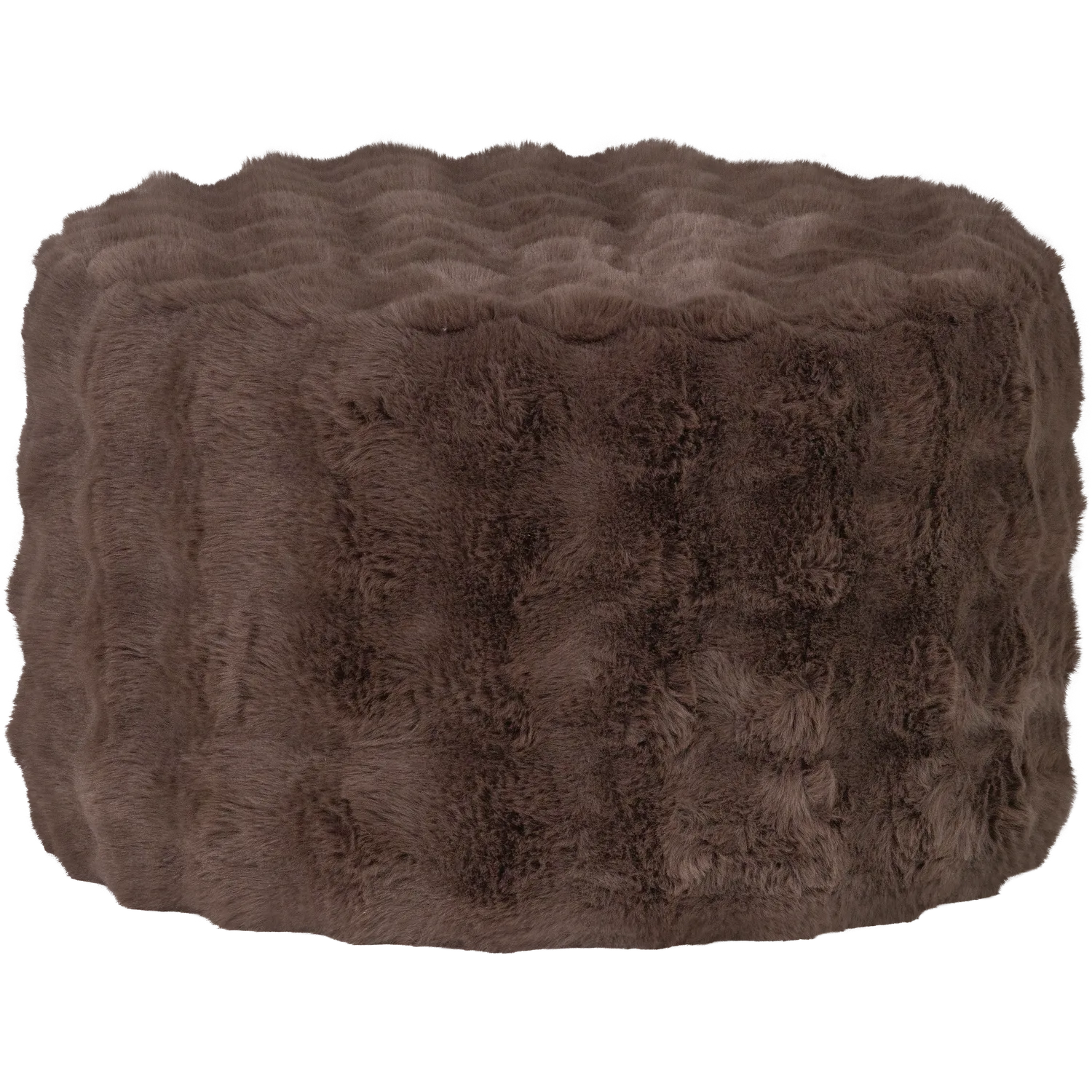 Woood Olven Poef Laag Fluffy Stof Bruin - KwaliteitWonen.nl