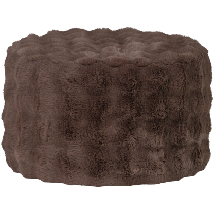 Woood Olven Poef Laag Fluffy Stof Bruin - KwaliteitWonen.nl