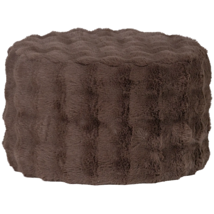 Woood Olven Poef Laag Fluffy Stof Bruin - KwaliteitWonen.nl