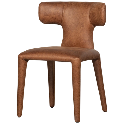 Woood Permit Eetkamerstoel Leerlook Cognac - KwaliteitWonen.nl