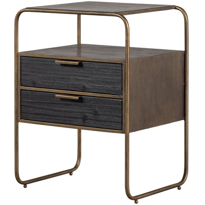 Woood Polite Nachtkastje Metaal Hout Antique Brass - KwaliteitWonen.nl