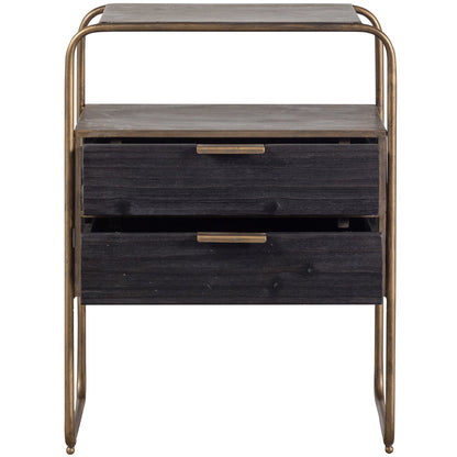 Woood Polite Nachtkastje Metaal Hout Antique Brass - KwaliteitWonen.nl