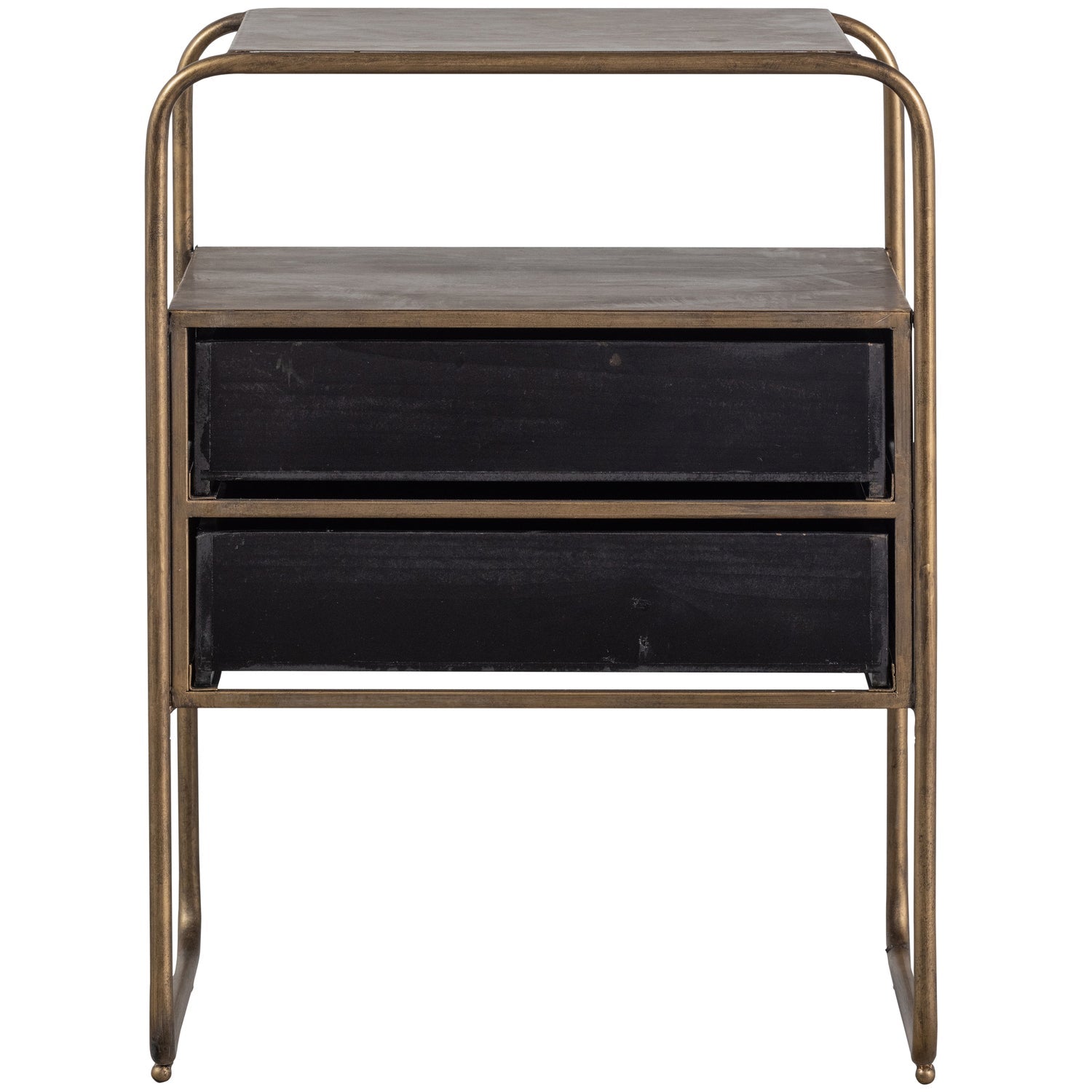 Woood Polite Nachtkastje Metaal Hout Antique Brass - KwaliteitWonen.nl