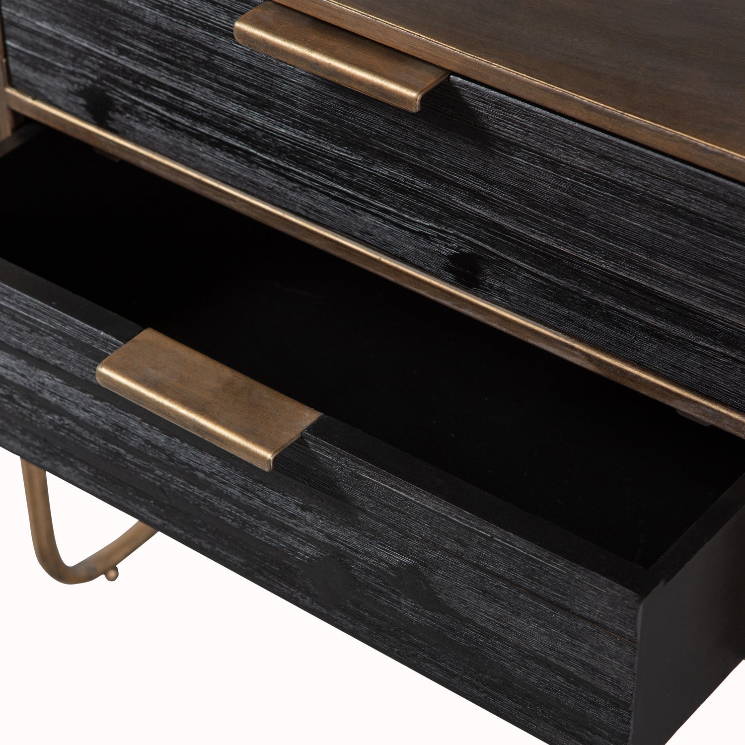 Woood Polite Nachtkastje Metaal Hout Antique Brass - KwaliteitWonen.nl