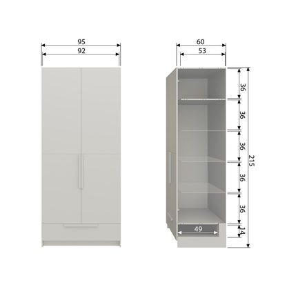 Woood Pure Kledingkast 2 Deurs Splitdeur Grenen Dust [Fsc] - KwaliteitWonen.nl