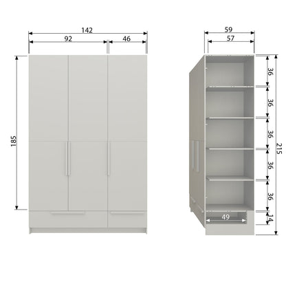 Woood Pure Kledingkast 3 Deurs Splitdeur Grenen Dust [Fsc] - KwaliteitWonen.nl