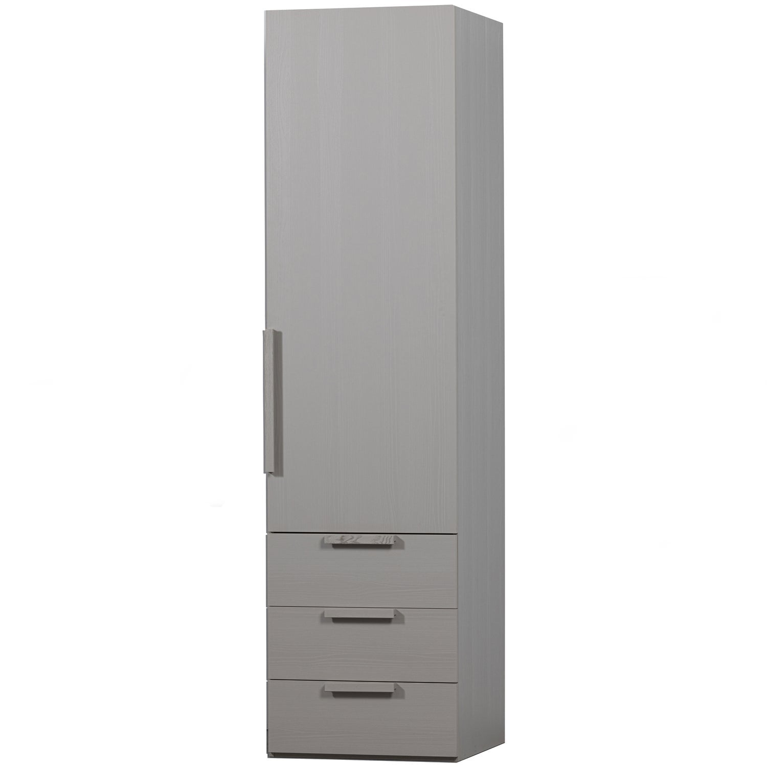 Woood Rens Kledingkast 1 Deurs Greep Lang Noten Pebble Grey [Fsc] - KwaliteitWonen.nl