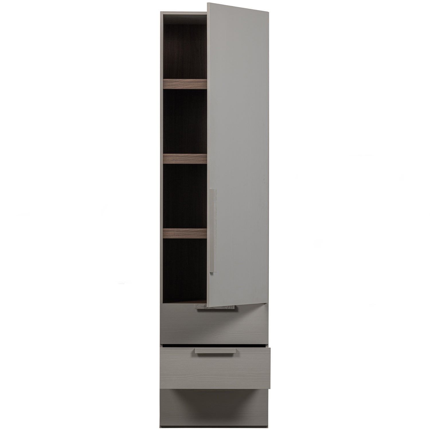 Woood Rens Kledingkast 1 Deurs Greep Lang Noten Pebble Grey [Fsc] - KwaliteitWonen.nl