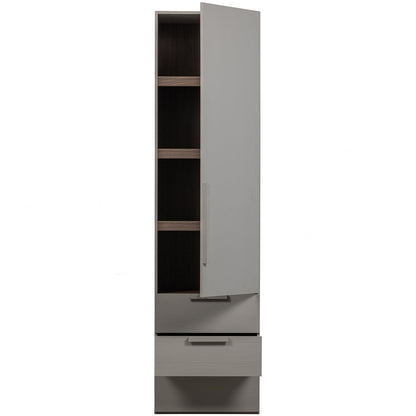 Woood Rens Kledingkast 1 Deurs Greep Lang Noten Pebble Grey [Fsc] - KwaliteitWonen.nl