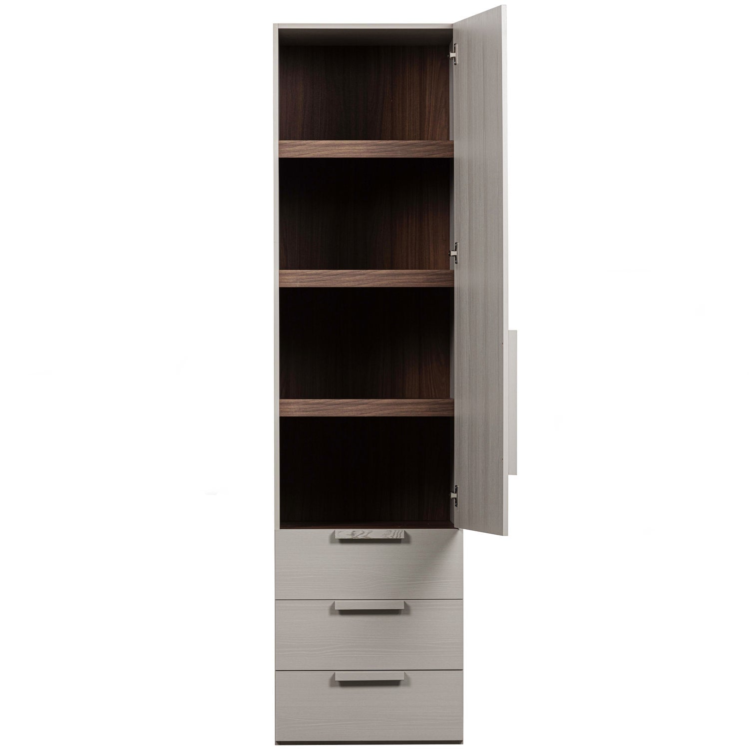 Woood Rens Kledingkast 1 Deurs Greep Lang Noten Pebble Grey [Fsc] - KwaliteitWonen.nl