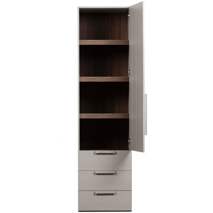 Woood Rens Kledingkast 1 Deurs Greep Lang Noten Pebble Grey [Fsc] - KwaliteitWonen.nl