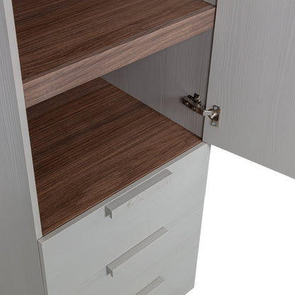 Woood Rens Kledingkast 1 Deurs Greep Lang Noten Pebble Grey [Fsc] - KwaliteitWonen.nl
