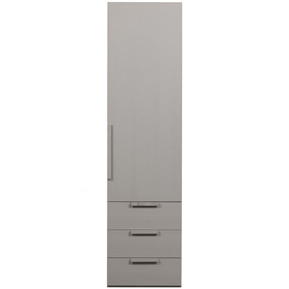 Woood Rens Kledingkast 1 Deurs Greep Lang Noten Pebble Grey [Fsc] - KwaliteitWonen.nl