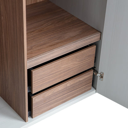 Woood Rens Kledingkast 2 Deurs Greep Lang Noten Pebble Grey [Fsc] - KwaliteitWonen.nl