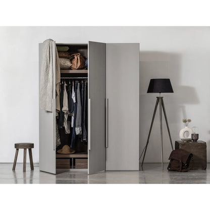 Woood Rens Kledingkast 3 Deurs Greep Lang Noten Pebble Grey [Fsc] - KwaliteitWonen.nl