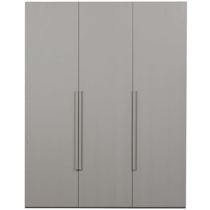 Woood Rens Kledingkast 3 Deurs Greep Lang Noten Pebble Grey [Fsc] - KwaliteitWonen.nl