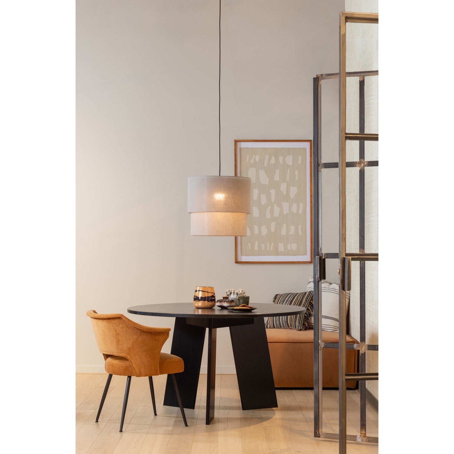 Woood Rhonda Eettafel O129 Cm Eiken Blacknight [Fsc] - KwaliteitWonen.nl