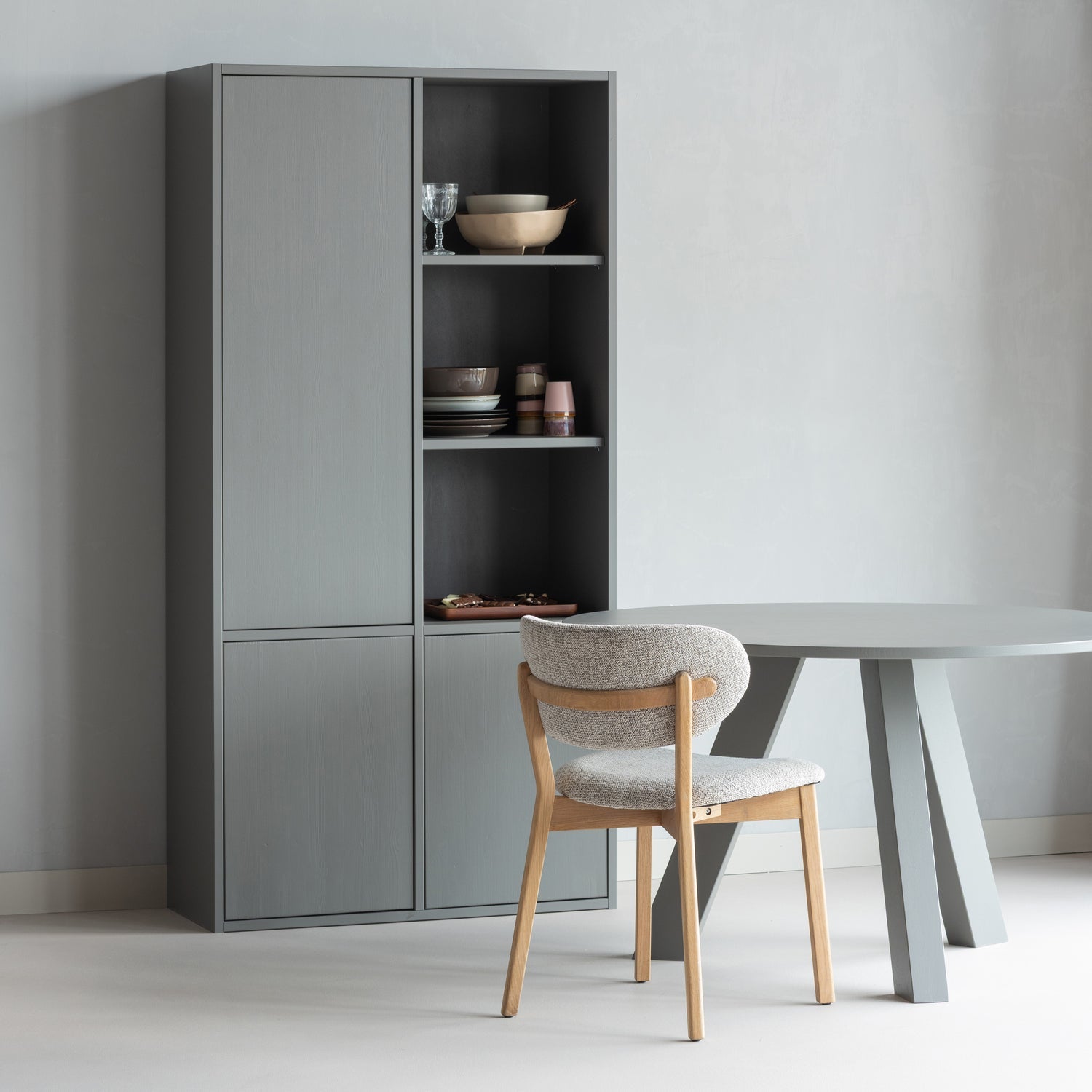 Woood Rhonda Eettafel O129 Cm Eiken Warmgrijs [Fsc] - KwaliteitWonen.nl