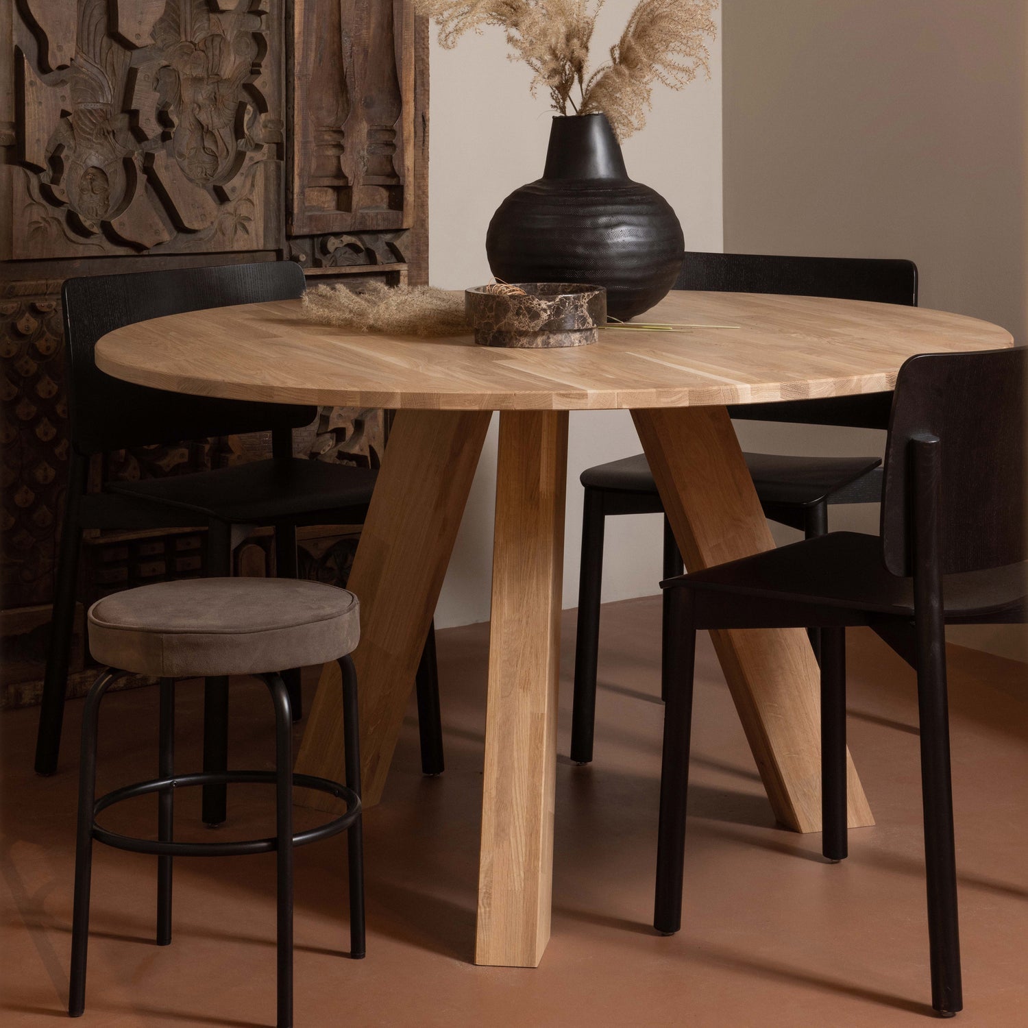 Woood Rhonda Eettafel Rond 129cm Eiken Naturel [Fsc] - KwaliteitWonen.nl