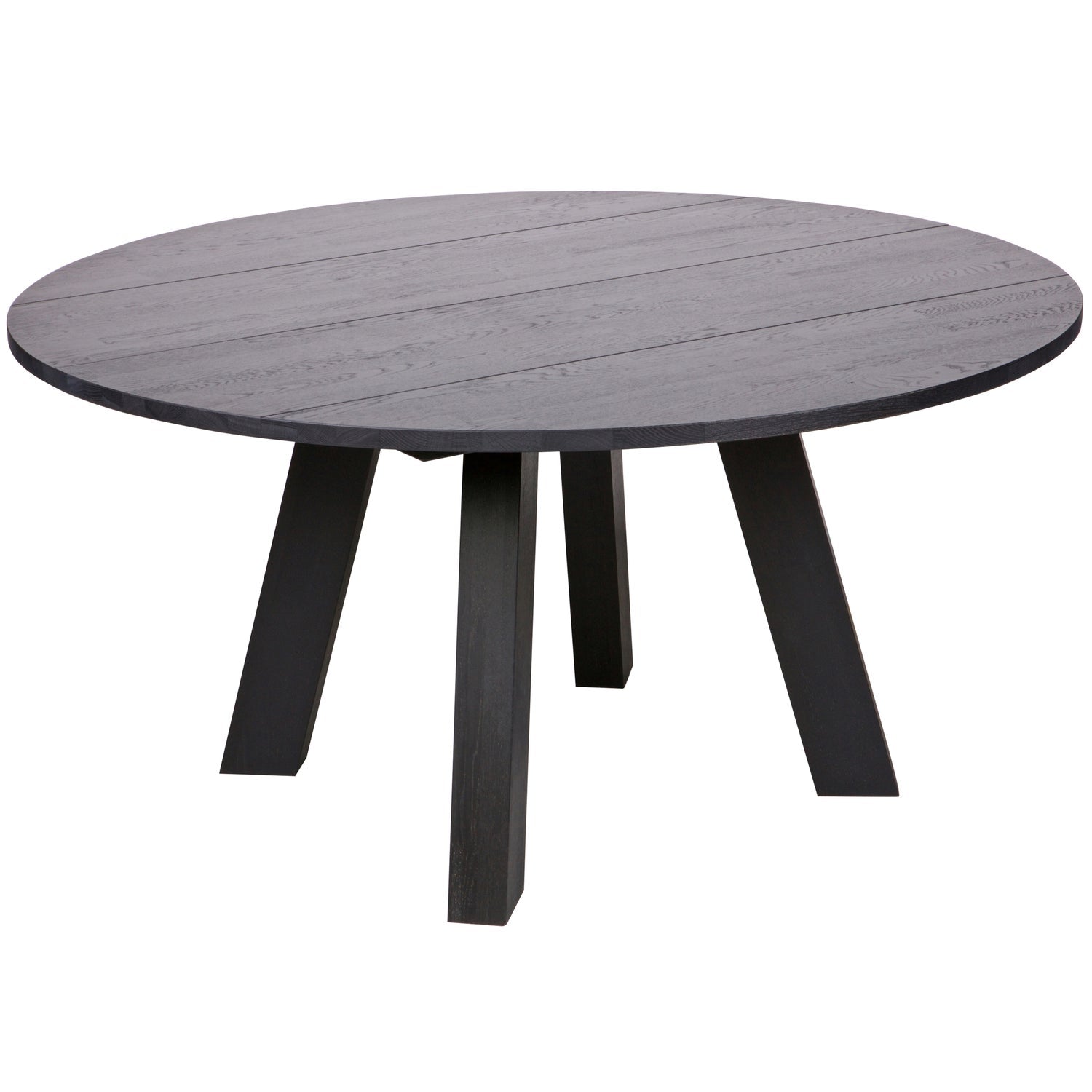 Woood Rhonda XL Eettafel Rond 150cm Eiken Blacknight [Fsc] - KwaliteitWonen.nl