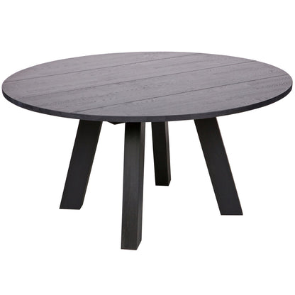 Woood Rhonda XL Eettafel Rond 150cm Eiken Blacknight [Fsc] - KwaliteitWonen.nl